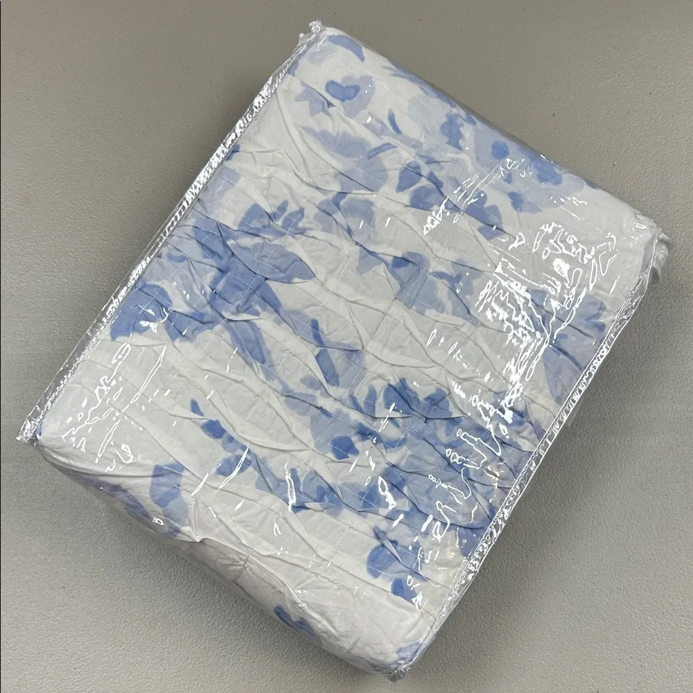 LoveShackFancy Blue Garden Floral Damask Smocked Euro Pillow Sham Cover NEW